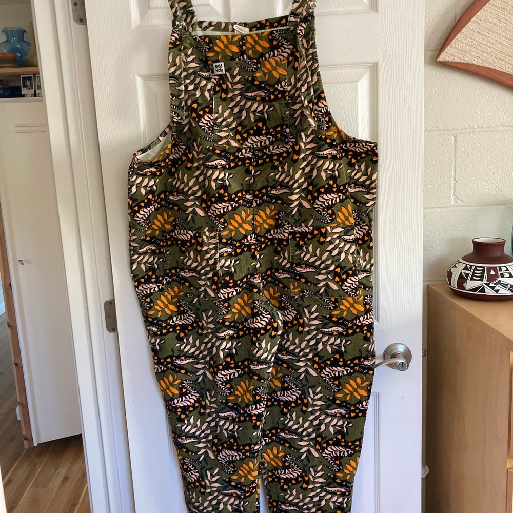 Lucy & Yak Olive and Mustard Crocodile Patterned Jumpsuit